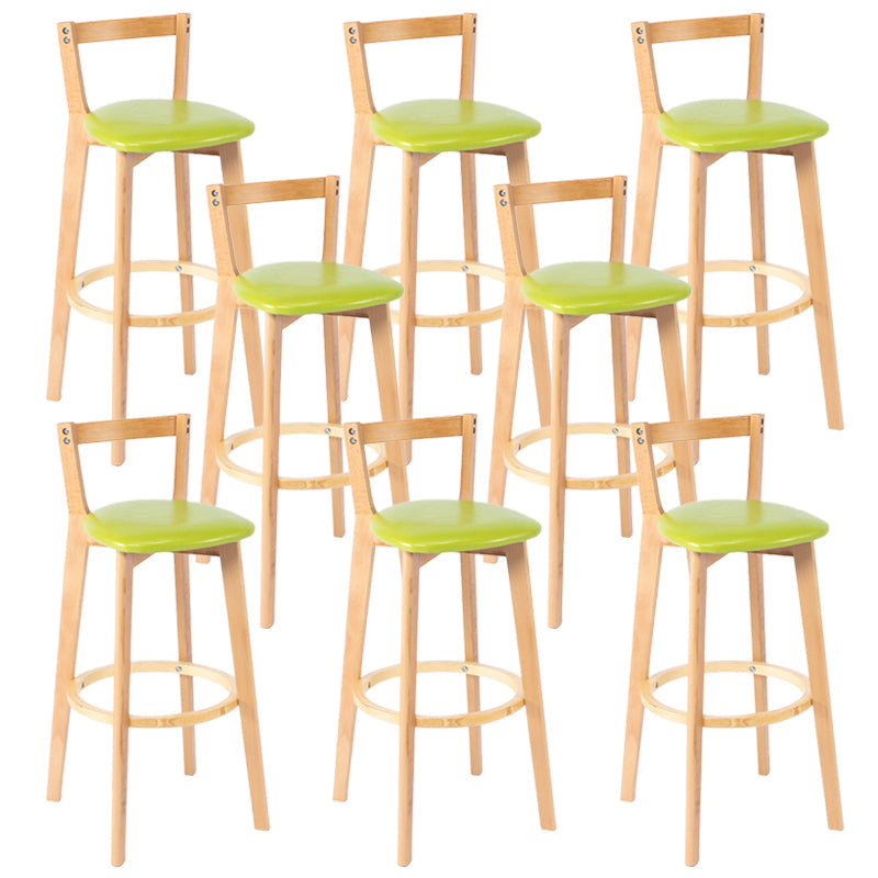 Nordic Armless Backrest Counter Stool Wood Cashier Bar Stool with Cushion and Pedal