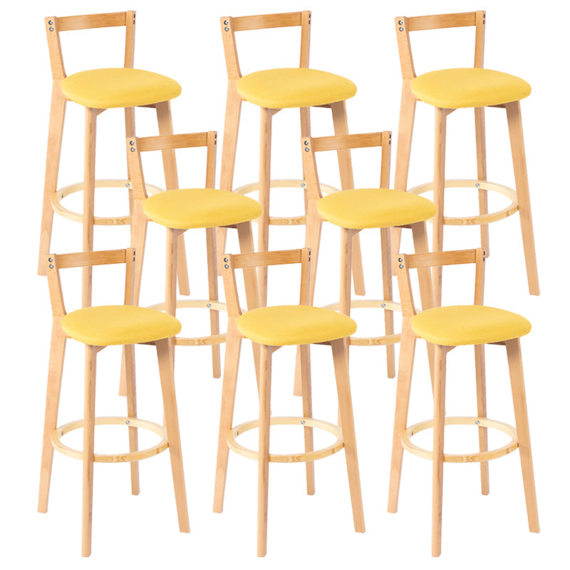 Nordic Armless Backrest Counter Stool Wood Cashier Bar Stool with Cushion and Pedal