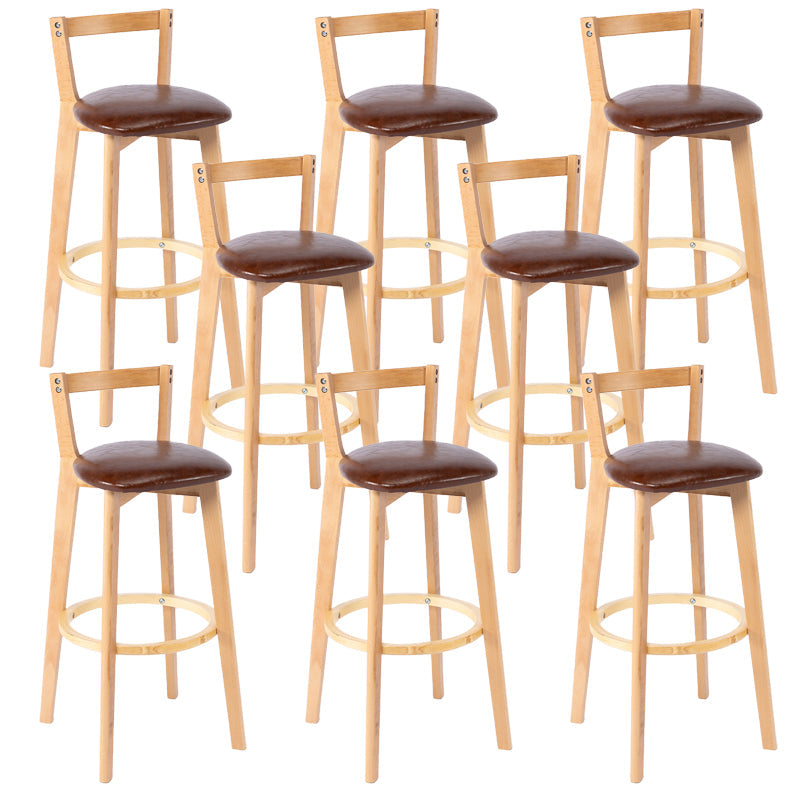 Nordic Armless Backrest Counter Stool Wood Cashier Bar Stool with Cushion and Pedal