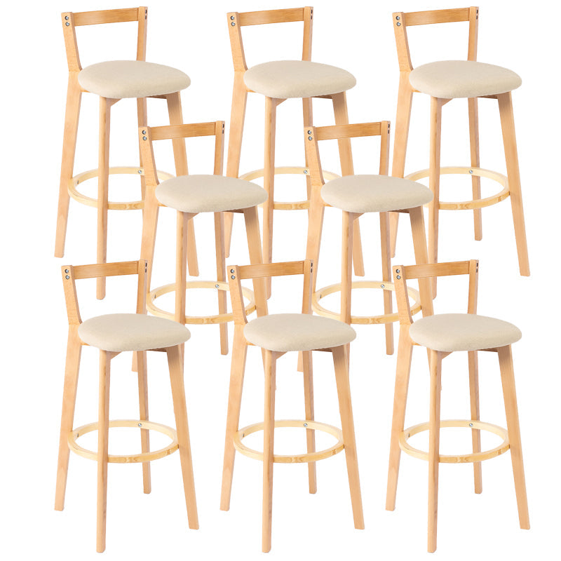 Nordic Armless Backrest Counter Stool Wood Cashier Bar Stool with Cushion and Pedal