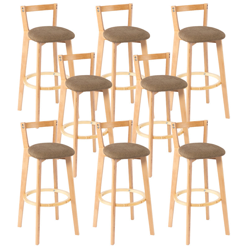 Nordic Armless Backrest Counter Stool Wood Cashier Bar Stool with Cushion and Pedal