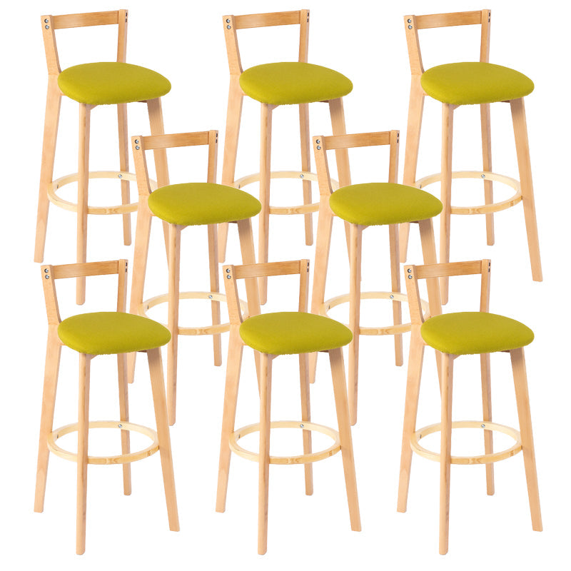 Nordic Armless Backrest Counter Stool Wood Cashier Bar Stool with Cushion and Pedal