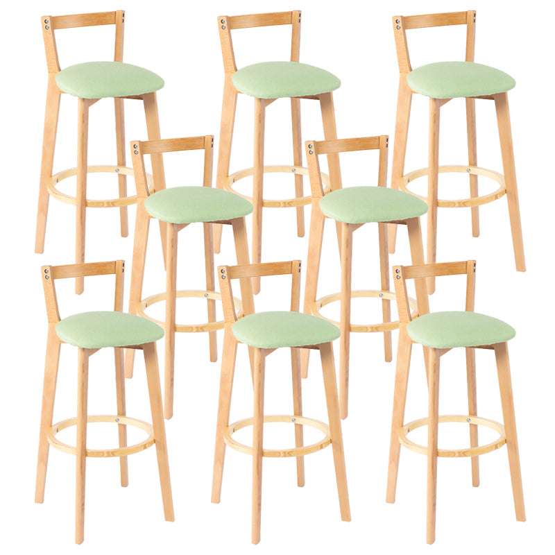 Nordic Armless Backrest Counter Stool Wood Cashier Bar Stool with Cushion and Pedal