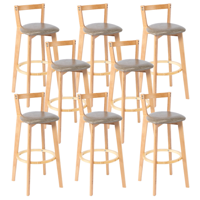 Nordic Armless Backrest Counter Stool Wood Cashier Bar Stool with Cushion and Pedal