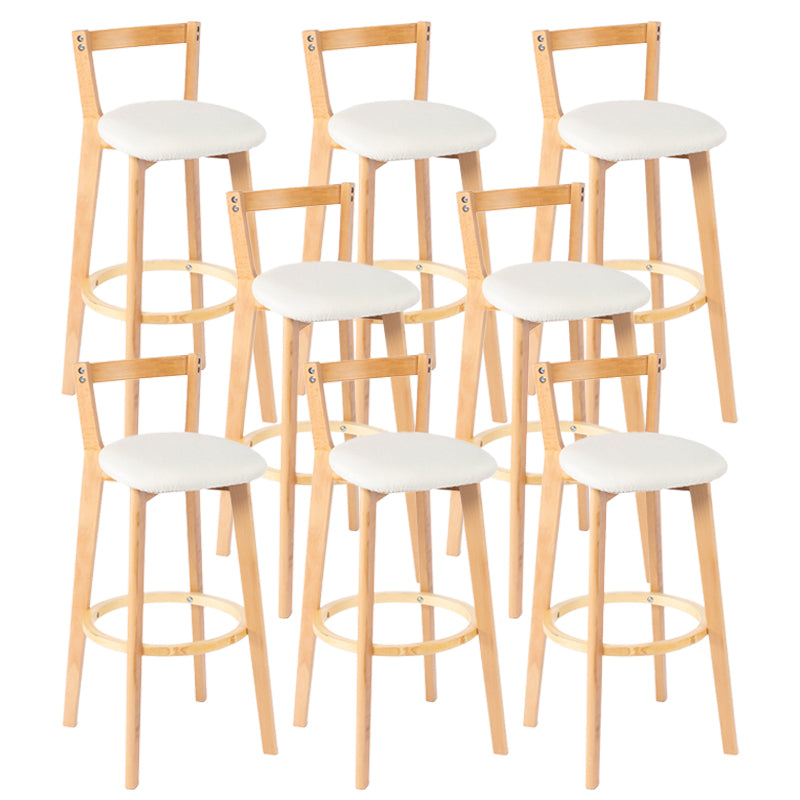 Nordic Armless Backrest Counter Stool Wood Cashier Bar Stool with Cushion and Pedal