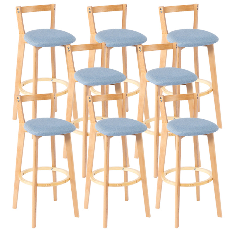 Nordic Armless Backrest Counter Stool Wood Cashier Bar Stool with Cushion and Pedal