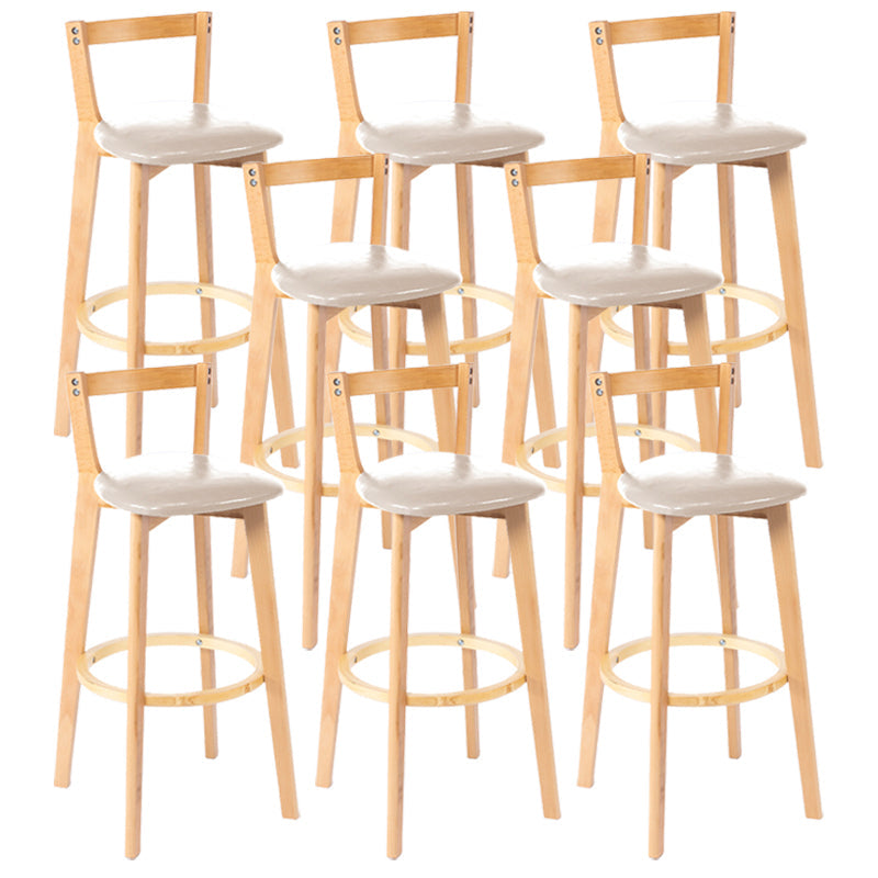 Nordic Armless Backrest Counter Stool Wood Cashier Bar Stool with Cushion and Pedal