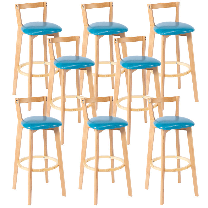 Nordic Armless Backrest Counter Stool Wood Cashier Bar Stool with Cushion and Pedal