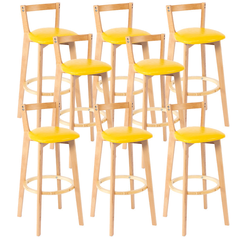 Nordic Armless Backrest Counter Stool Wood Cashier Bar Stool with Cushion and Pedal