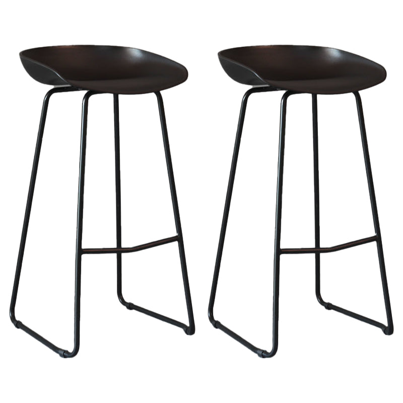 Modern Backrest Counter Stool Iron Cashier Bar Stool with Plastic Seat Black 2 Piece Set Bar Stool(30"H) Clearhalo 'Bar Furniture' 'Bar Stools' 'bar_stools' 'furn' 'furn_bar_stools' 'Furniture' 'Kitchen & Dining Furniture' 6186726