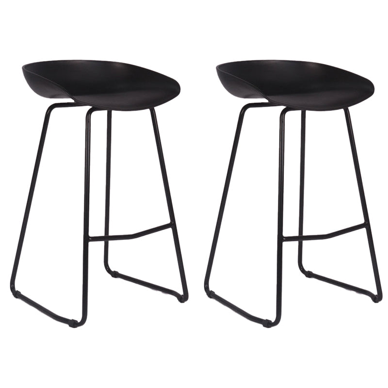 Modern Backrest Counter Stool Iron Cashier Bar Stool with Plastic Seat Black 2 Piece Set Counter Stool(26"H) Clearhalo 'Bar Furniture' 'Bar Stools' 'bar_stools' 'furn' 'furn_bar_stools' 'Furniture' 'Kitchen & Dining Furniture' 6186728