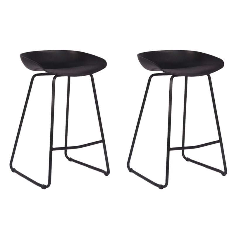 Modern Backrest Counter Stool Iron Cashier Bar Stool with Plastic Seat Black 2 Piece Set Counter Stool (24"H) Clearhalo 'Bar Furniture' 'Bar Stools' 'bar_stools' 'furn' 'furn_bar_stools' 'Furniture' 'Kitchen & Dining Furniture' 6186729