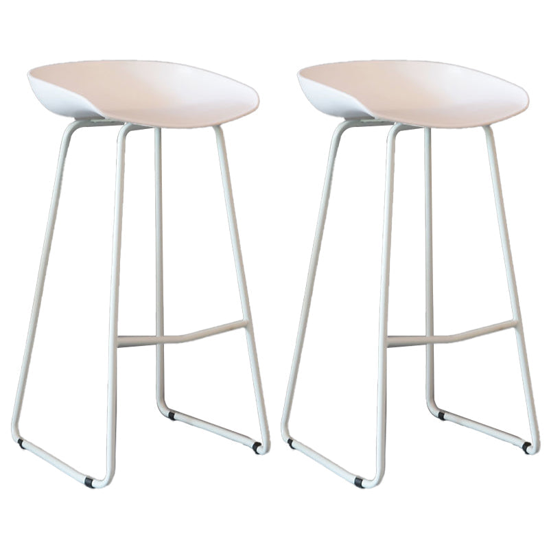 Modern Backrest Counter Stool Iron Cashier Bar Stool with Plastic Seat White 2 Piece Set Bar Stool(30"H) Clearhalo 'Bar Furniture' 'Bar Stools' 'bar_stools' 'furn' 'furn_bar_stools' 'Furniture' 'Kitchen & Dining Furniture' 6186730