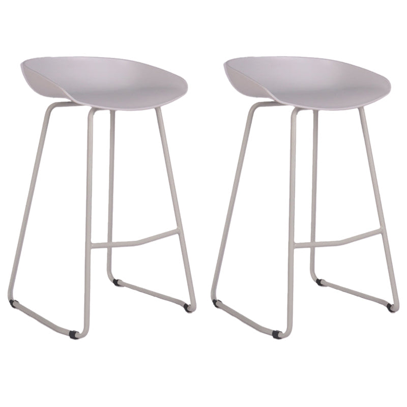 Modern Backrest Counter Stool Iron Cashier Bar Stool with Plastic Seat White 2 Piece Set Counter Stool(26"H) Clearhalo 'Bar Furniture' 'Bar Stools' 'bar_stools' 'furn' 'furn_bar_stools' 'Furniture' 'Kitchen & Dining Furniture' 6186731