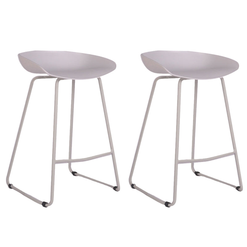 Modern Backrest Counter Stool Iron Cashier Bar Stool with Plastic Seat White 2 Piece Set Counter Stool (24"H) Clearhalo 'Bar Furniture' 'Bar Stools' 'bar_stools' 'furn' 'furn_bar_stools' 'Furniture' 'Kitchen & Dining Furniture' 6186732