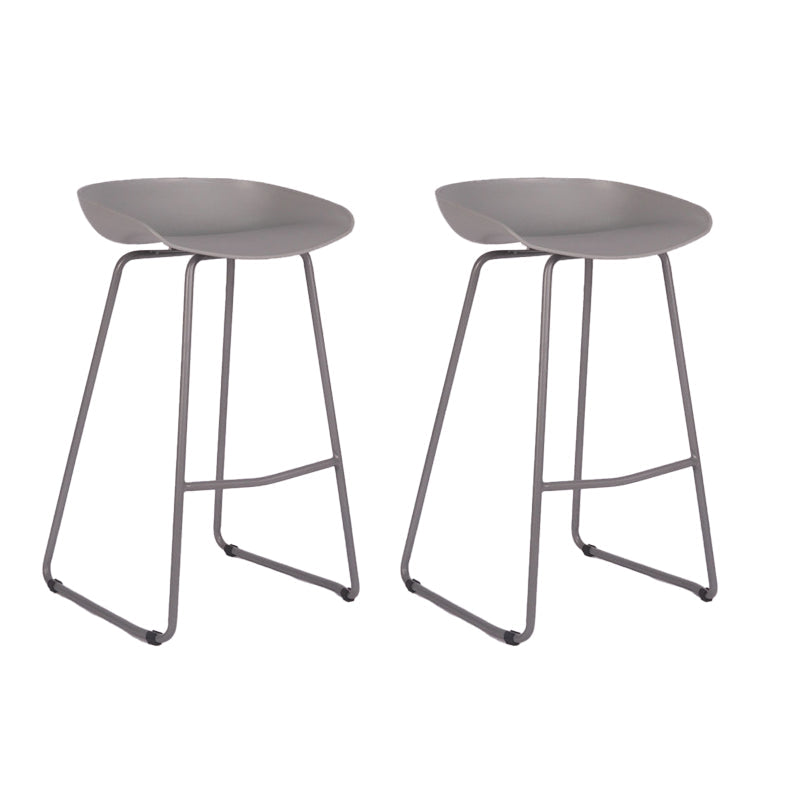 Modern Backrest Counter Stool Iron Cashier Bar Stool with Plastic Seat Pewter 2 Piece Set Counter Stool(26"H) Clearhalo 'Bar Furniture' 'Bar Stools' 'bar_stools' 'furn' 'furn_bar_stools' 'Furniture' 'Kitchen & Dining Furniture' 6186734