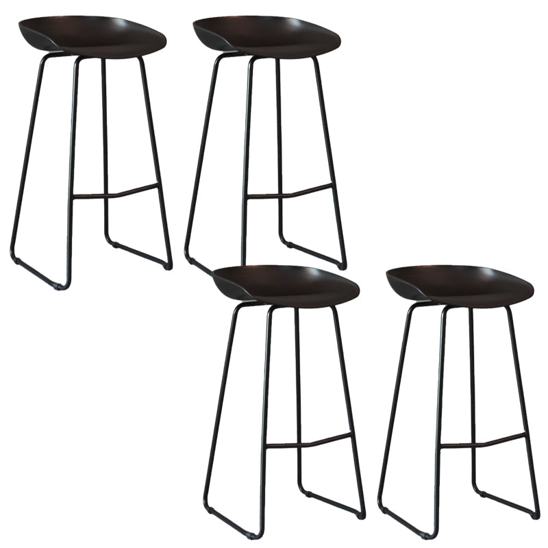 Modern Backrest Counter Stool Iron Cashier Bar Stool with Plastic Seat Black 4 Piece Set Bar Stool(30"H) Clearhalo 'Bar Furniture' 'Bar Stools' 'bar_stools' 'furn' 'furn_bar_stools' 'Furniture' 'Kitchen & Dining Furniture' 6186737
