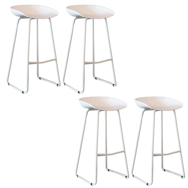 Modern Backrest Counter Stool Iron Cashier Bar Stool with Plastic Seat White 4 Piece Set Bar Stool(30"H) Clearhalo 'Bar Furniture' 'Bar Stools' 'bar_stools' 'furn' 'furn_bar_stools' 'Furniture' 'Kitchen & Dining Furniture' 6186740