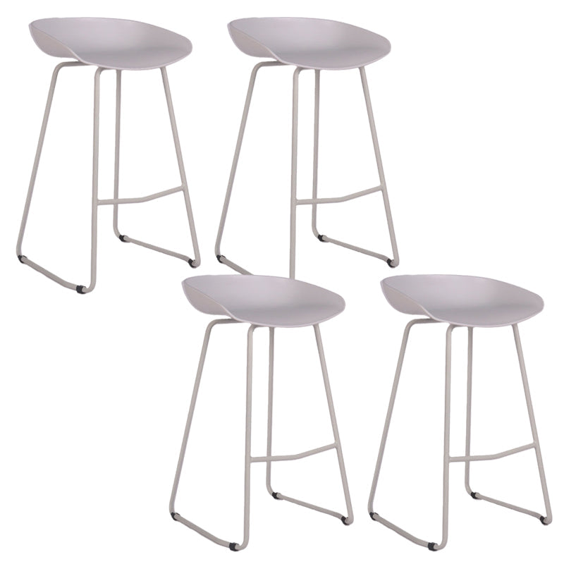 Modern Backrest Counter Stool Iron Cashier Bar Stool with Plastic Seat White 4 Piece Set Counter Stool(26"H) Clearhalo 'Bar Furniture' 'Bar Stools' 'bar_stools' 'furn' 'furn_bar_stools' 'Furniture' 'Kitchen & Dining Furniture' 6186741