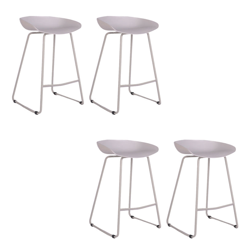 Modern Backrest Counter Stool Iron Cashier Bar Stool with Plastic Seat White 4 Piece Set Counter Stool (24"H) Clearhalo 'Bar Furniture' 'Bar Stools' 'bar_stools' 'furn' 'furn_bar_stools' 'Furniture' 'Kitchen & Dining Furniture' 6186742