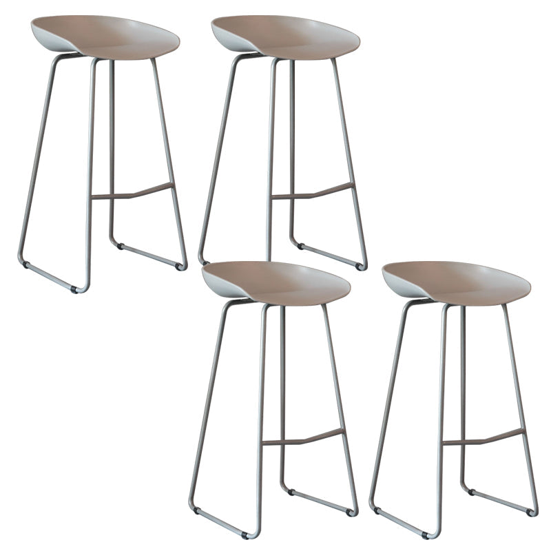 Modern Backrest Counter Stool Iron Cashier Bar Stool with Plastic Seat Pewter 4 Piece Set Bar Stool(30"H) Clearhalo 'Bar Furniture' 'Bar Stools' 'bar_stools' 'furn' 'furn_bar_stools' 'Furniture' 'Kitchen & Dining Furniture' 6186743