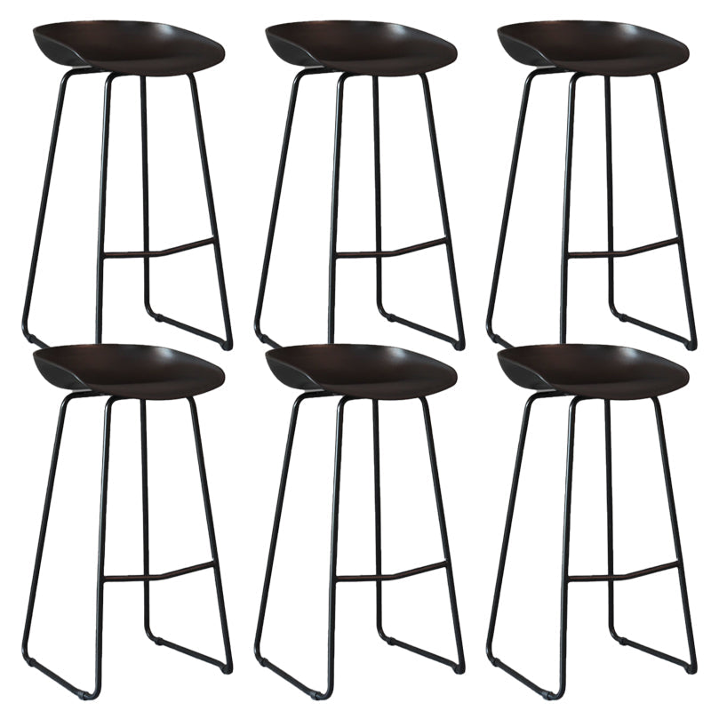 Modern Backrest Counter Stool Iron Cashier Bar Stool with Plastic Seat Black 6 Piece Set Bar Stool(30"H) Clearhalo 'Bar Furniture' 'Bar Stools' 'bar_stools' 'furn' 'furn_bar_stools' 'Furniture' 'Kitchen & Dining Furniture' 6186747