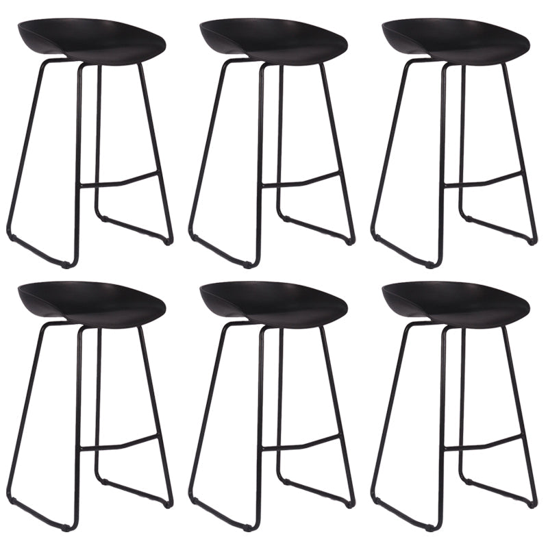 Modern Backrest Counter Stool Iron Cashier Bar Stool with Plastic Seat Black 6 Piece Set Counter Stool(26"H) Clearhalo 'Bar Furniture' 'Bar Stools' 'bar_stools' 'furn' 'furn_bar_stools' 'Furniture' 'Kitchen & Dining Furniture' 6186748