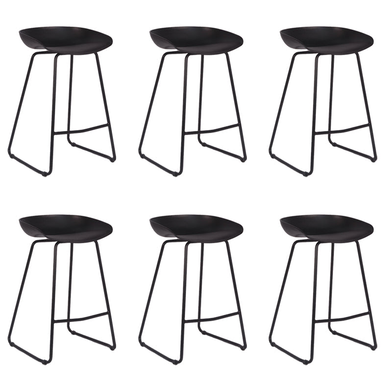 Modern Backrest Counter Stool Iron Cashier Bar Stool with Plastic Seat Black 6 Piece Set Counter Stool (24"H) Clearhalo 'Bar Furniture' 'Bar Stools' 'bar_stools' 'furn' 'furn_bar_stools' 'Furniture' 'Kitchen & Dining Furniture' 6186749