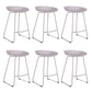 Modern Backrest Counter Stool Iron Cashier Bar Stool with Plastic Seat White 6 Piece Set Counter Stool (24"H) Clearhalo 'Bar Furniture' 'Bar Stools' 'bar_stools' 'furn' 'furn_bar_stools' 'Furniture' 'Kitchen & Dining Furniture' 6186752