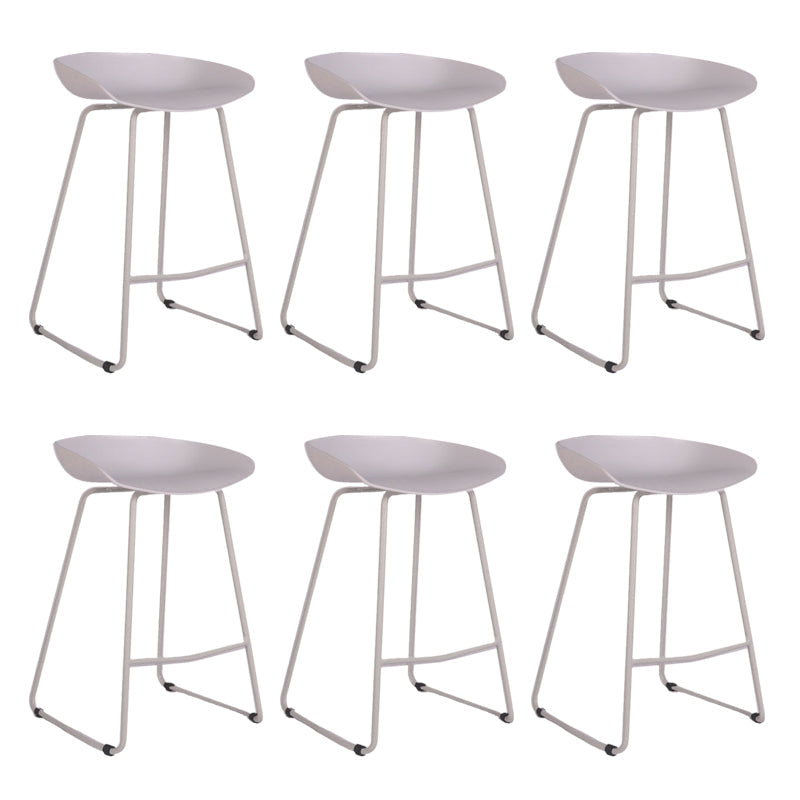 Modern Backrest Counter Stool Iron Cashier Bar Stool with Plastic Seat White 6 Piece Set Counter Stool (24"H) Clearhalo 'Bar Furniture' 'Bar Stools' 'bar_stools' 'furn' 'furn_bar_stools' 'Furniture' 'Kitchen & Dining Furniture' 6186752