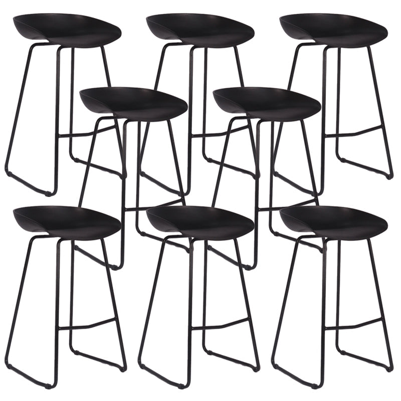 Modern Backrest Counter Stool Iron Cashier Bar Stool with Plastic Seat Black 8 Piece Set Counter Stool(26"H) Clearhalo 'Bar Furniture' 'Bar Stools' 'bar_stools' 'furn' 'furn_bar_stools' 'Furniture' 'Kitchen & Dining Furniture' 6186758
