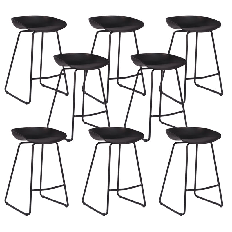 Modern Backrest Counter Stool Iron Cashier Bar Stool with Plastic Seat Black 8 Piece Set Counter Stool (24"H) Clearhalo 'Bar Furniture' 'Bar Stools' 'bar_stools' 'furn' 'furn_bar_stools' 'Furniture' 'Kitchen & Dining Furniture' 6186759