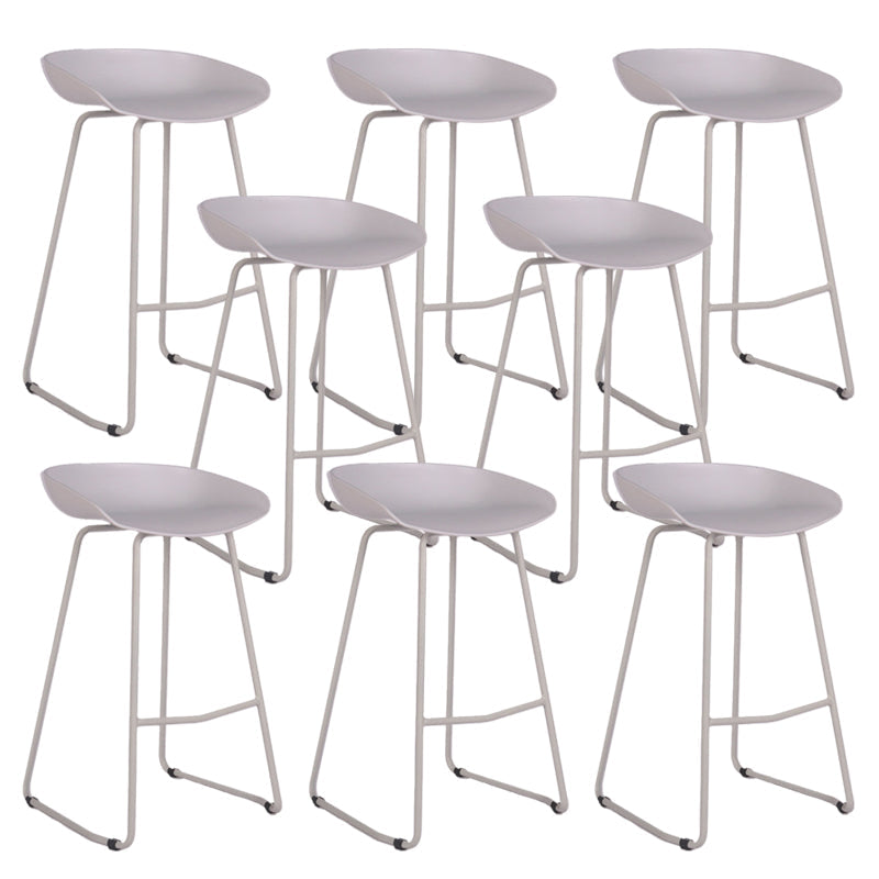 Modern Backrest Counter Stool Iron Cashier Bar Stool with Plastic Seat White 8 Piece Set Counter Stool(26"H) Clearhalo 'Bar Furniture' 'Bar Stools' 'bar_stools' 'furn' 'furn_bar_stools' 'Furniture' 'Kitchen & Dining Furniture' 6186761