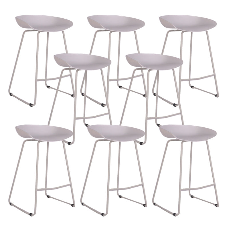 Modern Backrest Counter Stool Iron Cashier Bar Stool with Plastic Seat White 8 Piece Set Counter Stool (24"H) Clearhalo 'Bar Furniture' 'Bar Stools' 'bar_stools' 'furn' 'furn_bar_stools' 'Furniture' 'Kitchen & Dining Furniture' 6186762