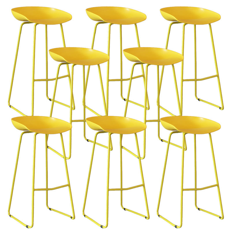 Modern Backrest Counter Stool Iron Cashier Bar Stool with Plastic Seat Yellow 8 Piece Set Bar Stool(30"H) Clearhalo 'Bar Furniture' 'Bar Stools' 'bar_stools' 'furn' 'furn_bar_stools' 'Furniture' 'Kitchen & Dining Furniture' 6186765