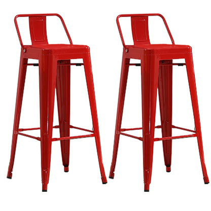 Industrial Low Back Counter Stool Metal Counter Height Stools for Kitchen Red 2 Piece Set Clearhalo 'Bar Furniture' 'Bar Stools' 'bar_stools' 'furn' 'furn_bar_stools' 'Furniture' 'Kitchen & Dining Furniture' 6186778
