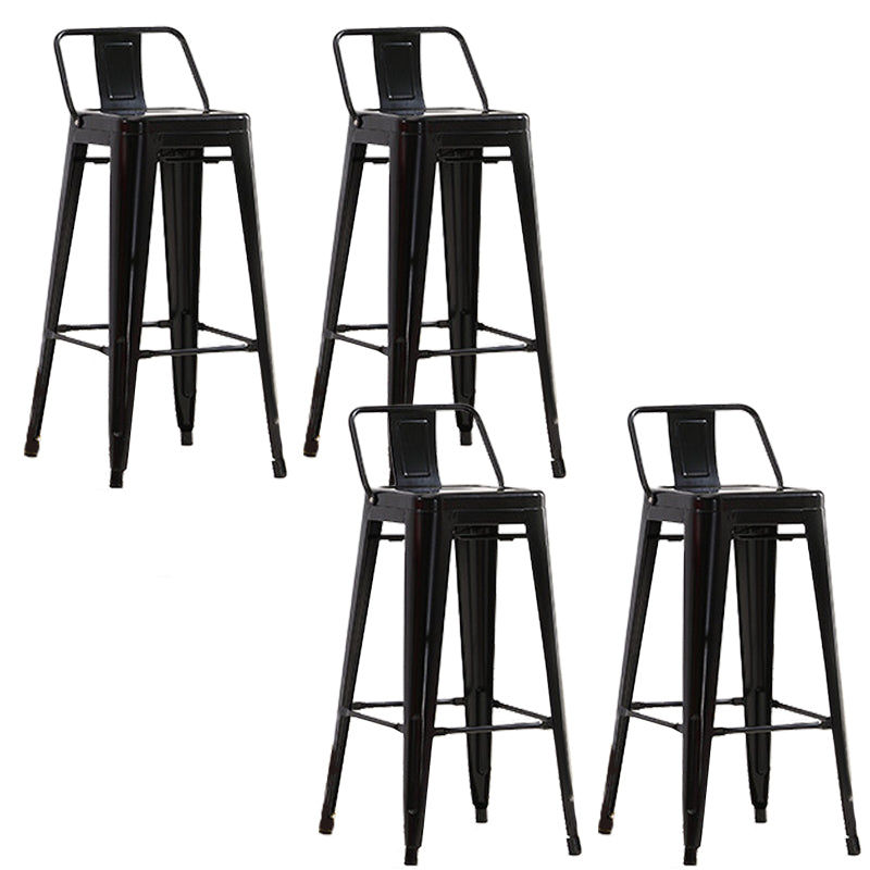 Industrial Low Back Counter Stool Metal Counter Height Stools for Kitchen Black 4 Piece Set Clearhalo 'Bar Furniture' 'Bar Stools' 'bar_stools' 'furn' 'furn_bar_stools' 'Furniture' 'Kitchen & Dining Furniture' 6186779