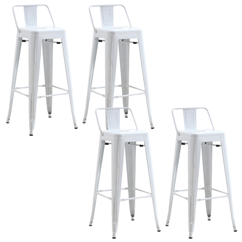 Industrial Low Back Counter Stool Metal Counter Height Stools for Kitchen White 4 Piece Set Clearhalo 'Bar Furniture' 'Bar Stools' 'bar_stools' 'furn' 'furn_bar_stools' 'Furniture' 'Kitchen & Dining Furniture' 6186782