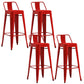 Industrial Low Back Counter Stool Metal Counter Height Stools for Kitchen Red 4 Piece Set Clearhalo 'Bar Furniture' 'Bar Stools' 'bar_stools' 'furn' 'furn_bar_stools' 'Furniture' 'Kitchen & Dining Furniture' 6186784