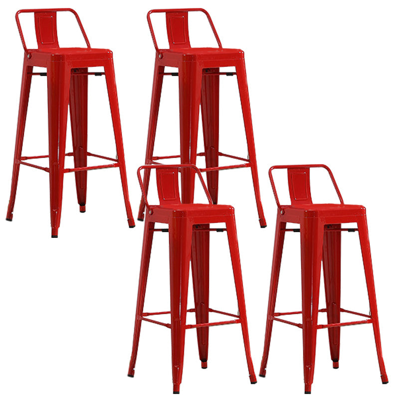 Industrial Low Back Counter Stool Metal Counter Height Stools for Kitchen Red 4 Piece Set Clearhalo 'Bar Furniture' 'Bar Stools' 'bar_stools' 'furn' 'furn_bar_stools' 'Furniture' 'Kitchen & Dining Furniture' 6186784