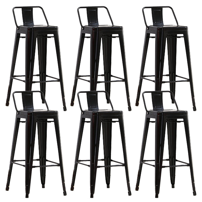 Industrial Low Back Counter Stool Metal Counter Height Stools for Kitchen Black 6 Piece Set Clearhalo 'Bar Furniture' 'Bar Stools' 'bar_stools' 'furn' 'furn_bar_stools' 'Furniture' 'Kitchen & Dining Furniture' 6186785