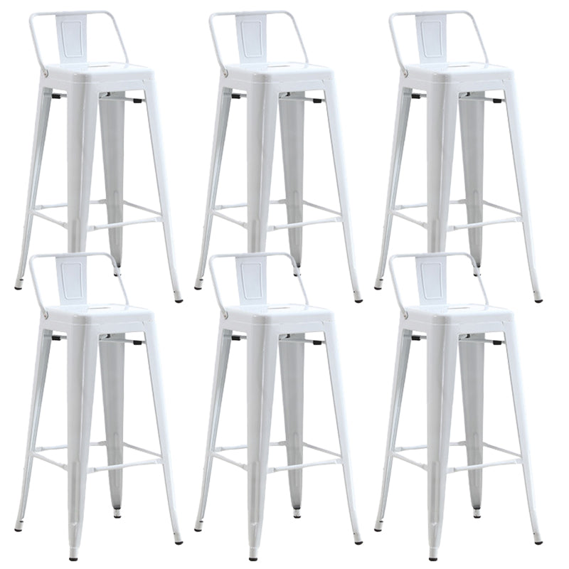 Industrial Low Back Counter Stool Metal Counter Height Stools for Kitchen White 6 Piece Set Clearhalo 'Bar Furniture' 'Bar Stools' 'bar_stools' 'furn' 'furn_bar_stools' 'Furniture' 'Kitchen & Dining Furniture' 6186786