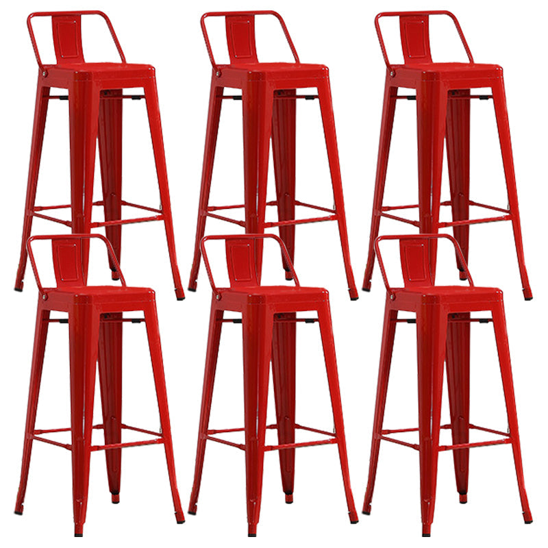 Industrial Low Back Counter Stool Metal Counter Height Stools for Kitchen Red 6 Piece Set Clearhalo 'Bar Furniture' 'Bar Stools' 'bar_stools' 'furn' 'furn_bar_stools' 'Furniture' 'Kitchen & Dining Furniture' 6186787