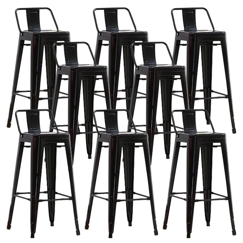 Industrial Low Back Counter Stool Metal Counter Height Stools for Kitchen Black 8 Piece Set Clearhalo 'Bar Furniture' 'Bar Stools' 'bar_stools' 'furn' 'furn_bar_stools' 'Furniture' 'Kitchen & Dining Furniture' 6186788