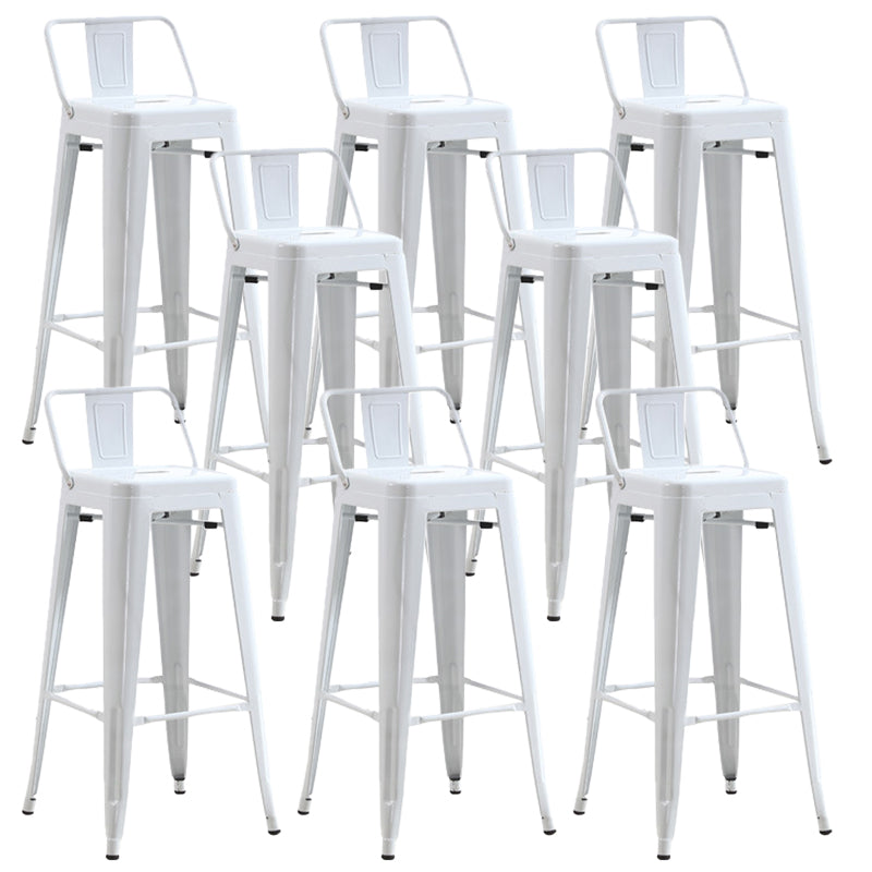 Industrial Low Back Counter Stool Metal Counter Height Stools for Kitchen White 8 Piece Set Clearhalo 'Bar Furniture' 'Bar Stools' 'bar_stools' 'furn' 'furn_bar_stools' 'Furniture' 'Kitchen & Dining Furniture' 6186789