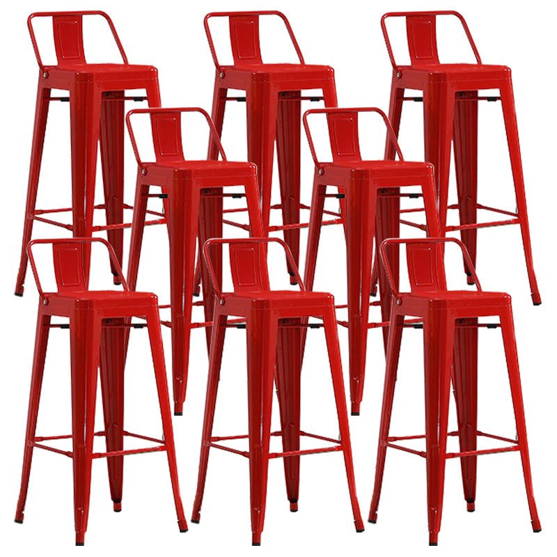 Industrial Low Back Counter Stool Metal Counter Height Stools for Kitchen Red 8 Piece Set Clearhalo 'Bar Furniture' 'Bar Stools' 'bar_stools' 'furn' 'furn_bar_stools' 'Furniture' 'Kitchen & Dining Furniture' 6186790