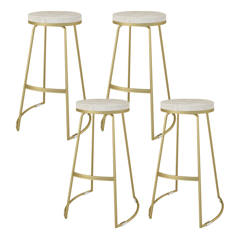 Nordic Style Bar-stool Round Seat Counter Bar Stool with Metal Legs for Home