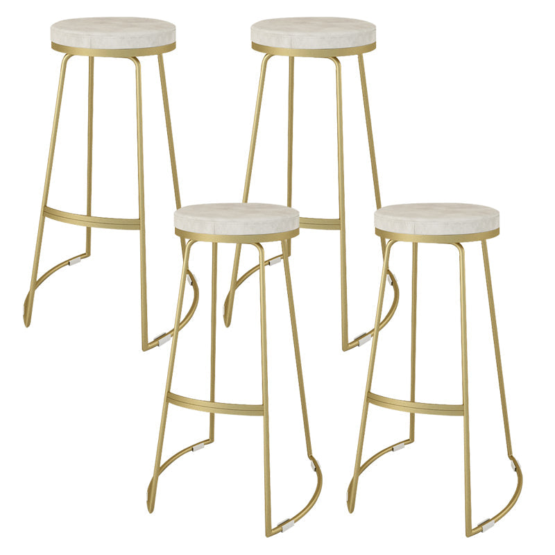 Nordic Style Bar-stool Round Seat Counter Bar Stool with Metal Legs for Home