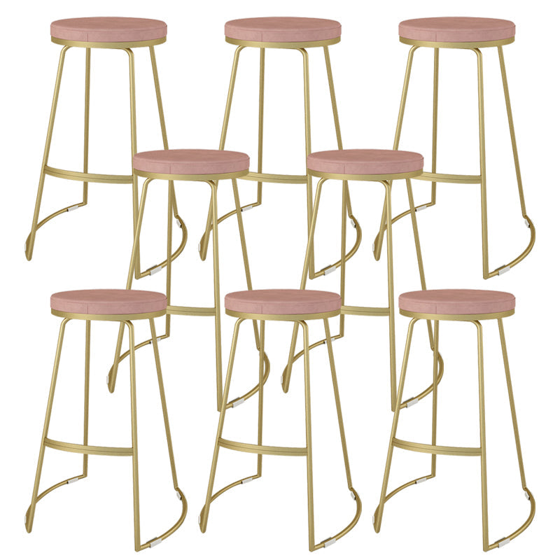Nordic Style Bar-stool Round Seat Counter Bar Stool with Metal Legs for Home