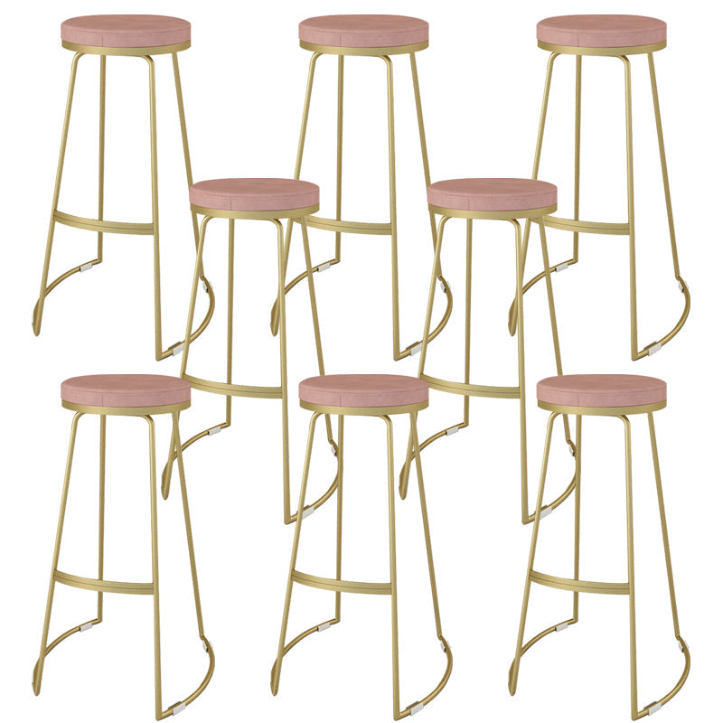Nordic Style Bar-stool Round Seat Counter Bar Stool with Metal Legs for Home